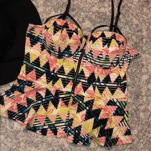 Peplum Zip-up Bandage Top